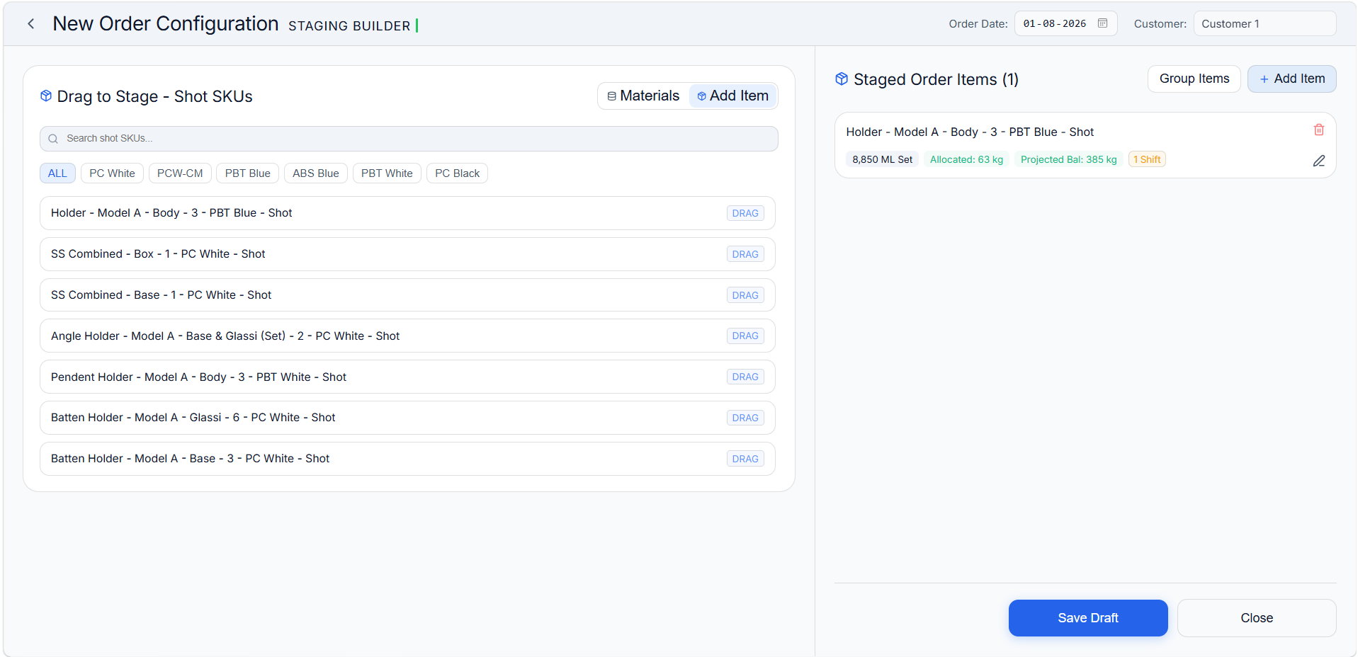 Order Creation Modal