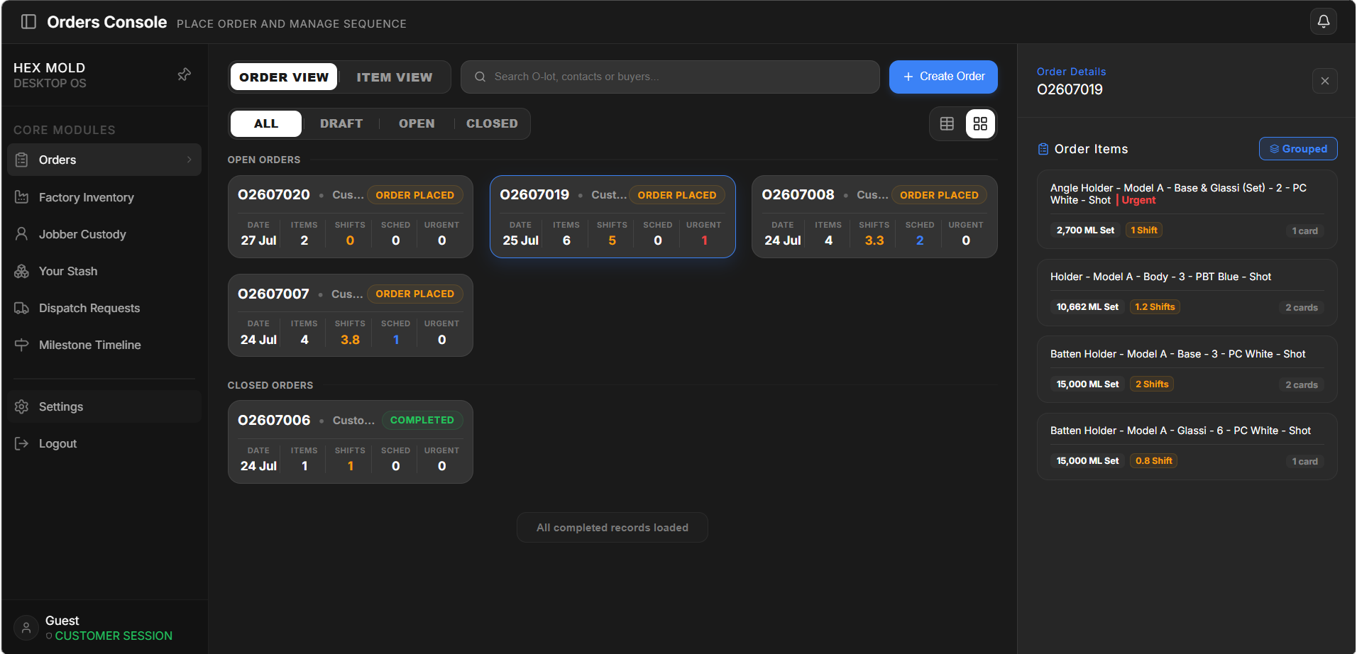 Orders Dashboard - Dark Mode